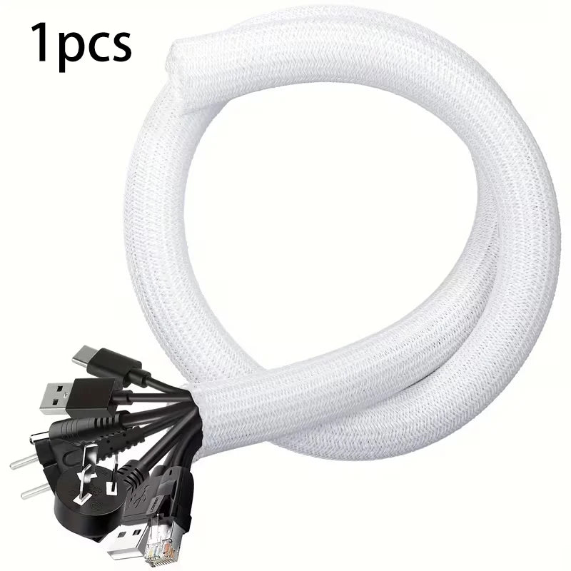 Cable Management Sleeve | Management Protector for Computer and TV Power Cords, Home and Office Wire Organizer Tube