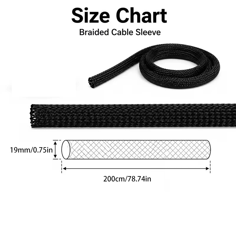 Cable Management Sleeve | Management Protector for Computer and TV Power Cords, Home and Office Wire Organizer Tube