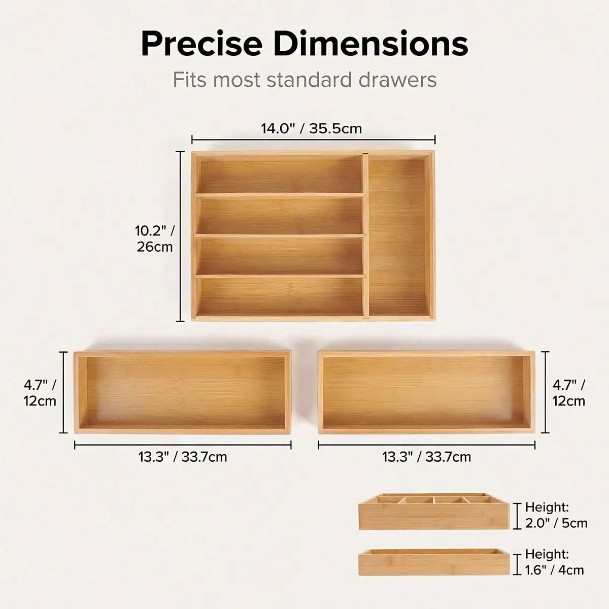 Bamboo Kitchen Drawer Organizer, Expandable Silverware Tray For Drawer, Multi-Slot Silverware Organizer & Utensil Drawer Organizer For Cutlery