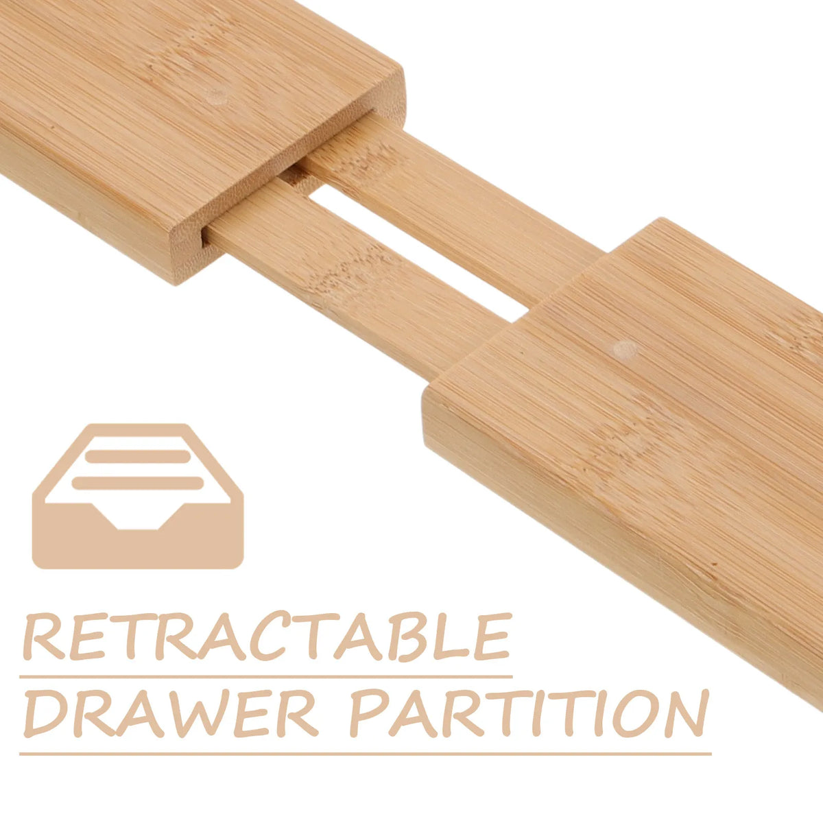 Bamboo Drawer Divider Expandable Retractable Organizer for Kitchen Drawer Storage Home Organization Sorting Board