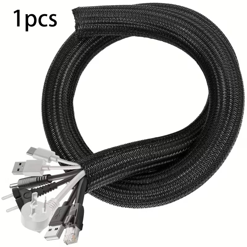 Cable Management Sleeve | Management Protector for Computer and TV Power Cords, Home and Office Wire Organizer Tube