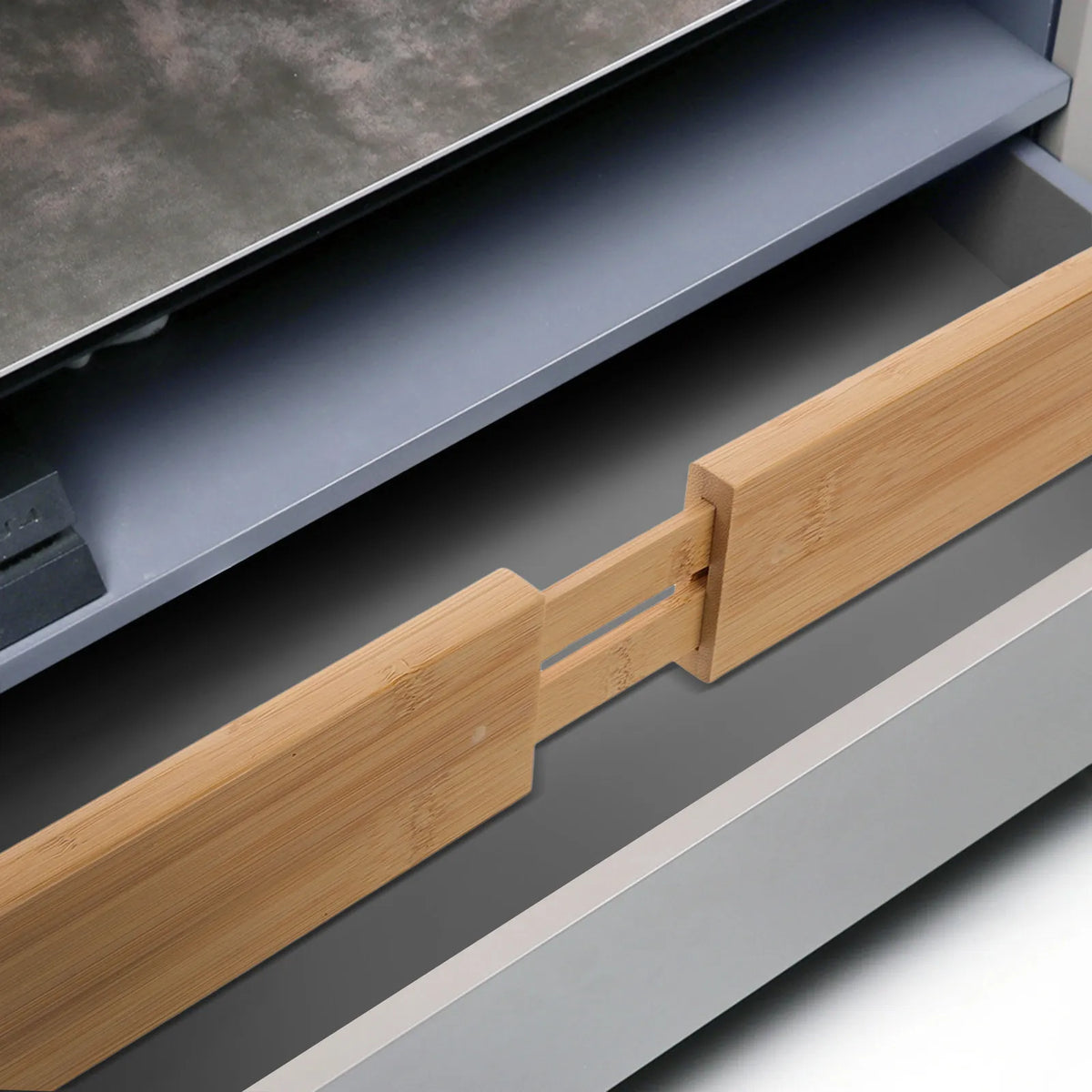 Expandable Bamboo Drawer Divider Retractable Adjustable Drawer Organizer for Kitchen Cutlery Silverware Sundries Compartment