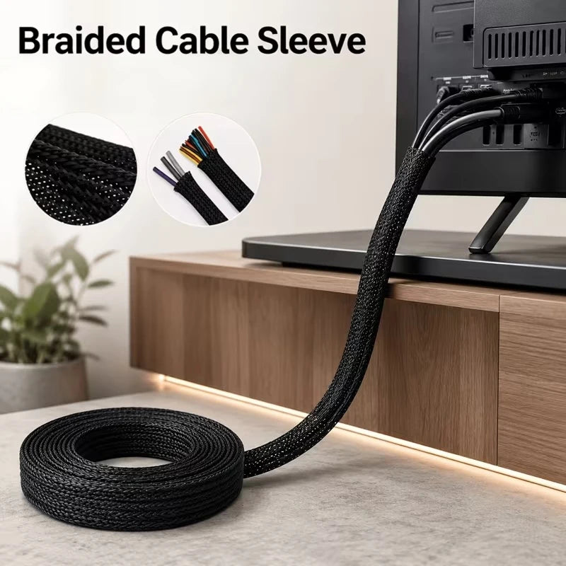 Cable Management Sleeve | Management Protector for Computer and TV Power Cords, Home and Office Wire Organizer Tube