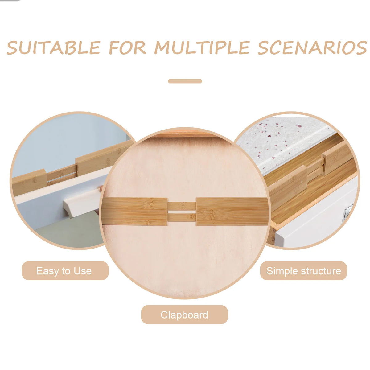 Adjustable Bamboo Drawer Divider Expandable Kitchen Drawer Organizer Retractable Storage Partition Board for Home