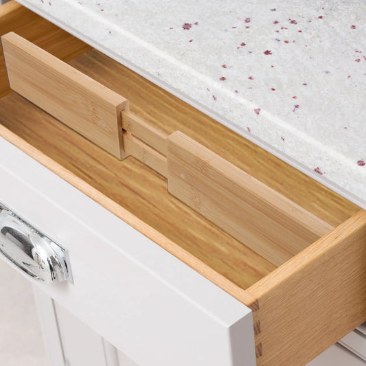 Expandable Bamboo Drawer Divider Retractable Adjustable Drawer Organizer for Kitchen Cutlery Silverware Sundries Compartment